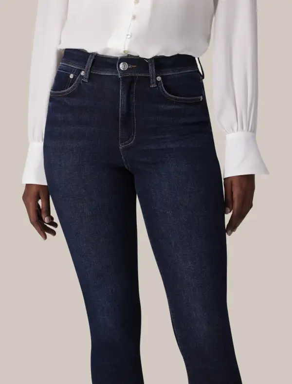 Dark Wash Mid-Rise Cropped Skinny Jeans