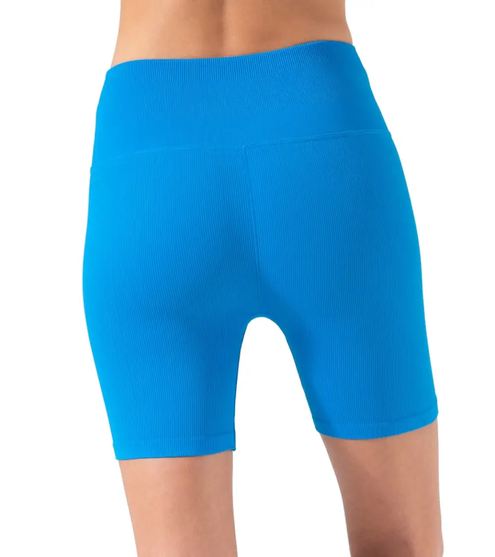 Shaped Waist Ribbed Yoga Shorts