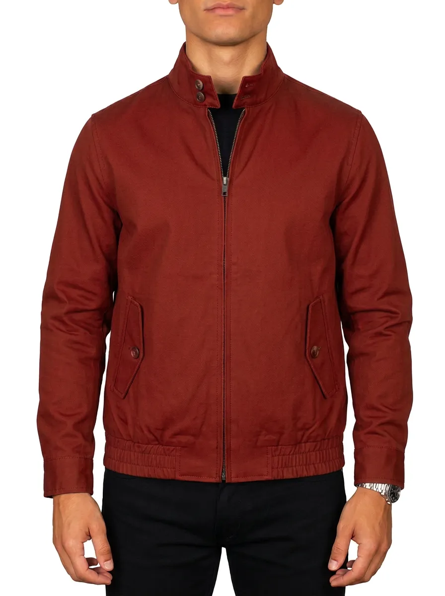 Men's Military Style Olive Green Stand Collar Casual Jacket