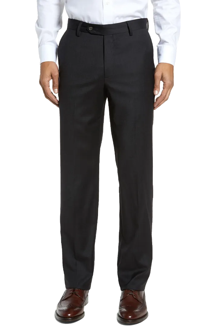 Gabardine Stretch Flat Front Regular Rise Slim Fit Trousers