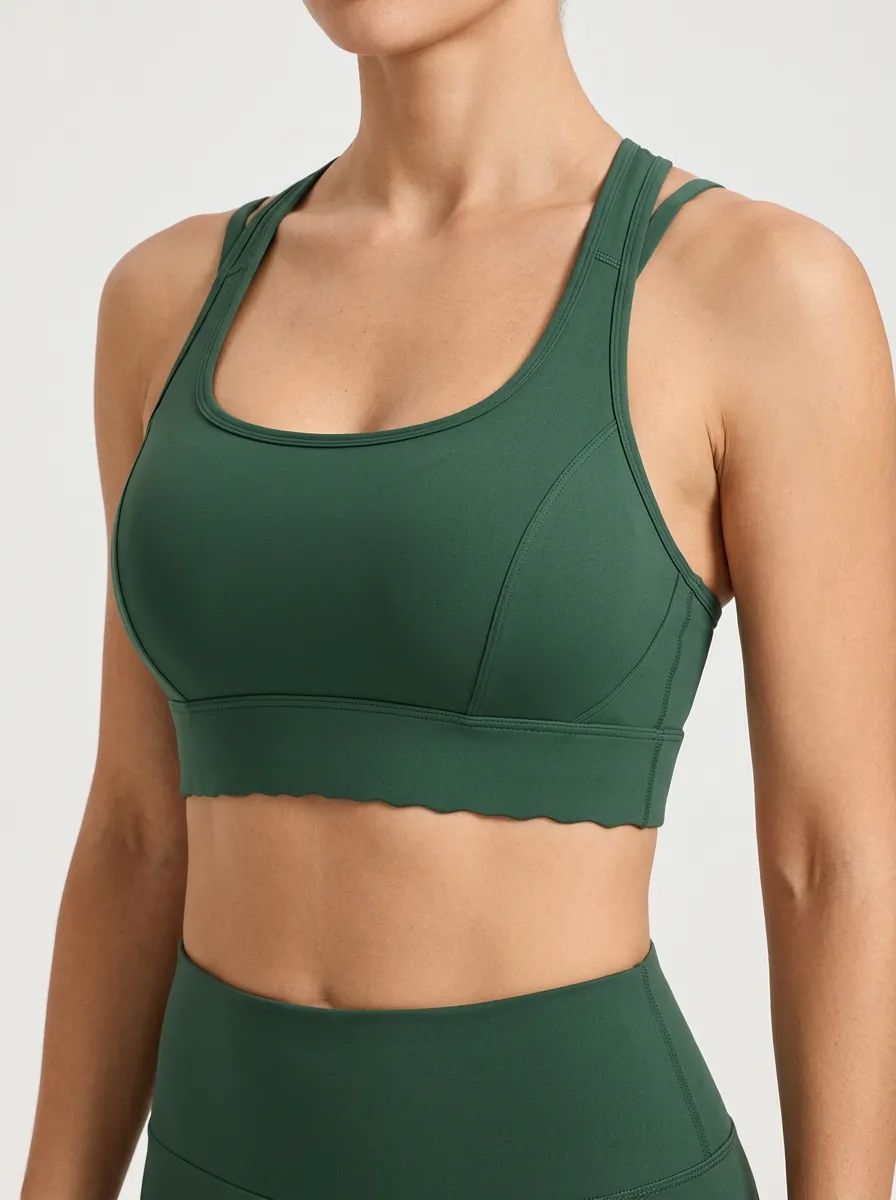 Women's Active Active Scoop Neck Racerback Zip Front Sports Bra