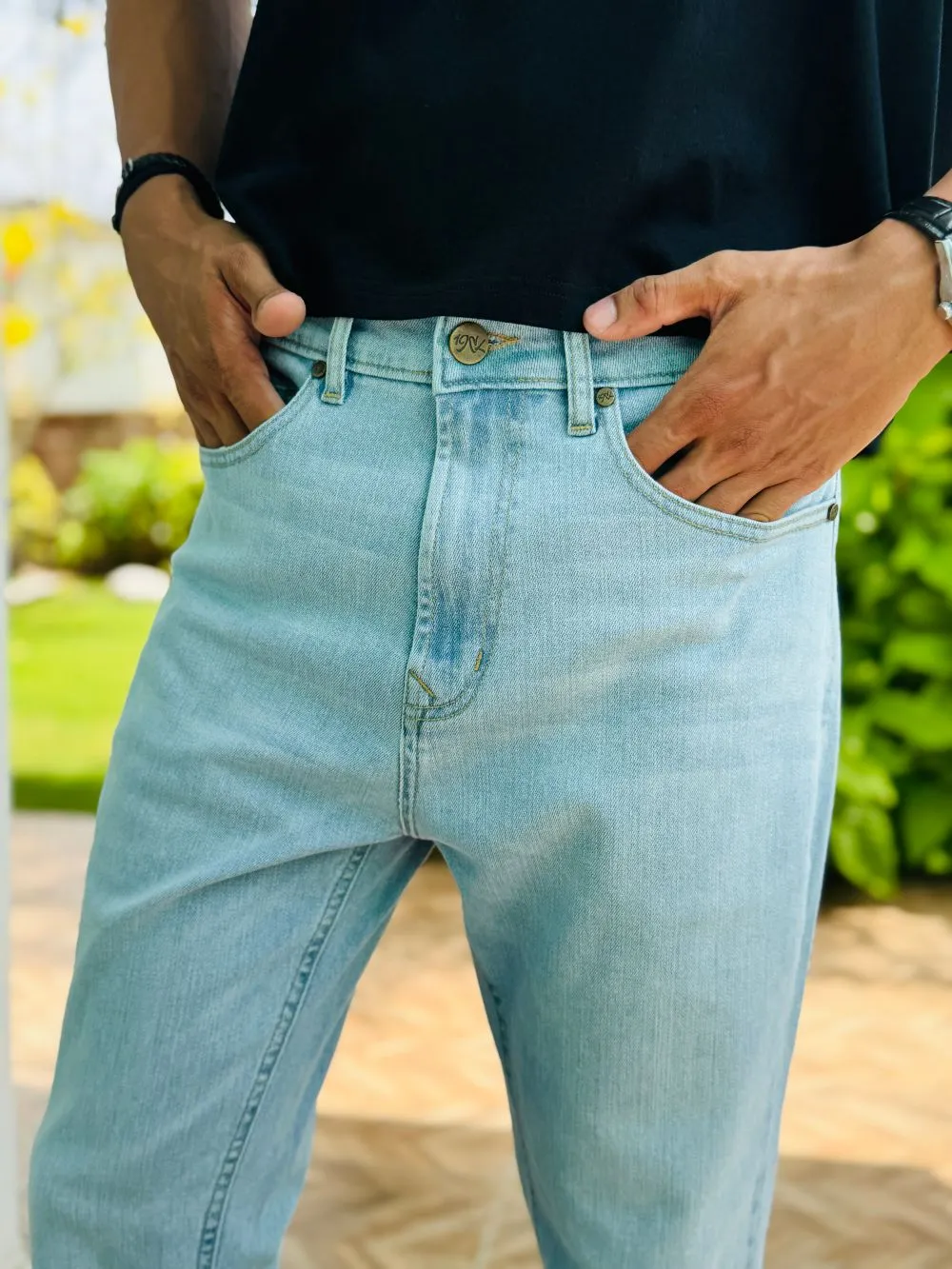 Mid-Rise Distressed Bootcut Jeans