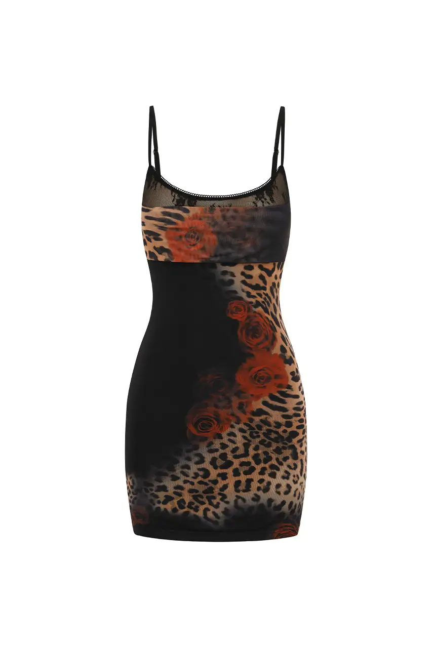 Scooped Neckline Lace Contrast Mini Dress