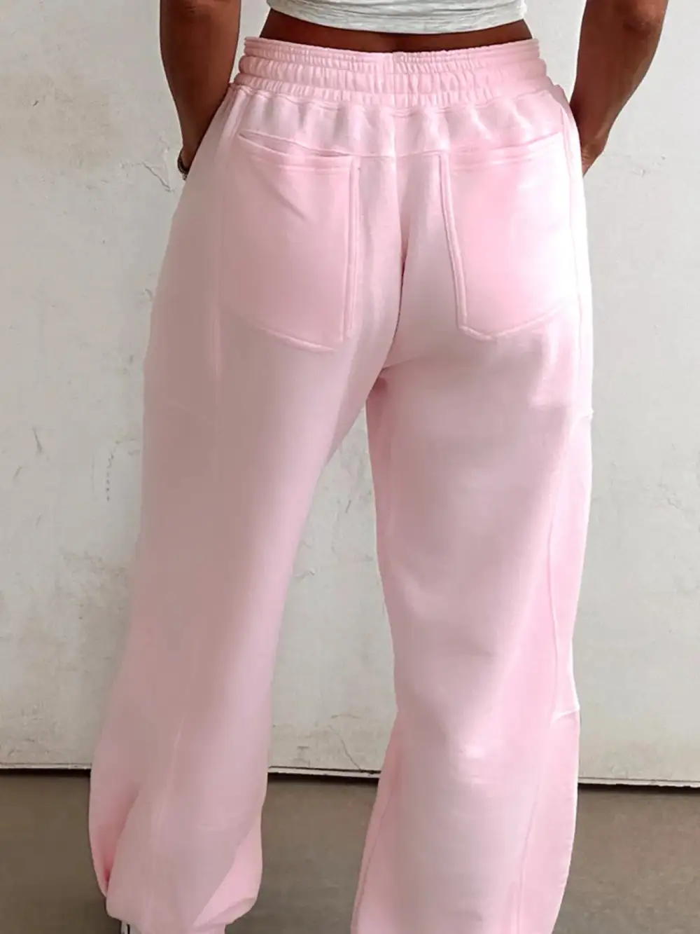 Sweat Drawstring Relaxed Fit Pocketed Pants
