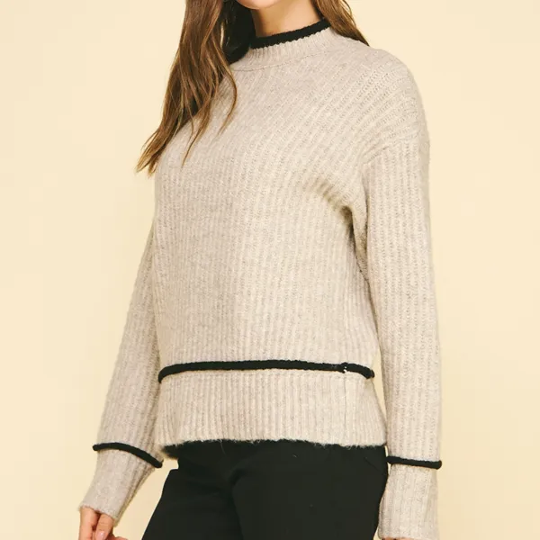Color Detailed Sweater - Oatmeal