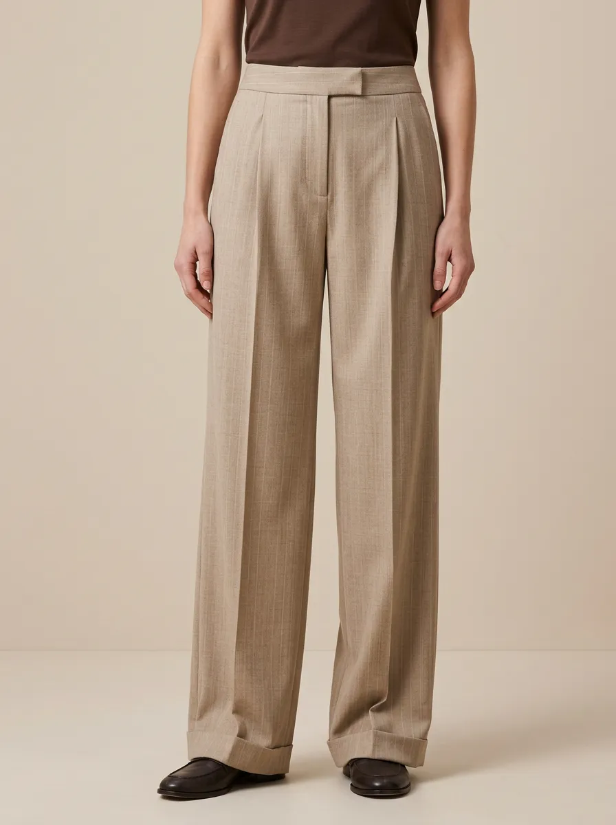Minimalist Pinstripe High Rise Wide Leg Pants