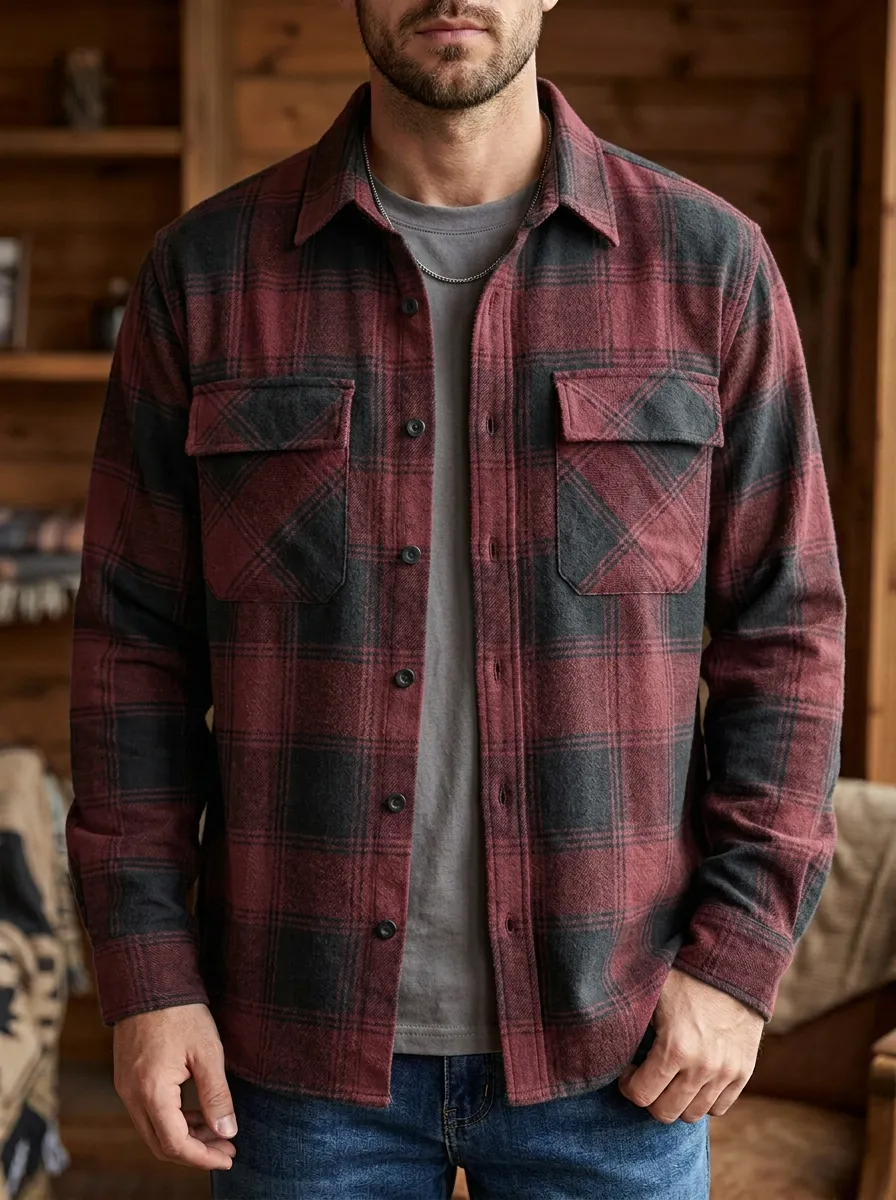 Forest Patch Pocket Twin Pocket Plaid Shirt