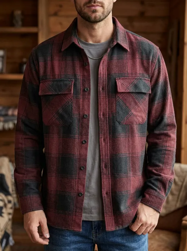 Forest Patch Pocket Twin Pocket Plaid Shirt