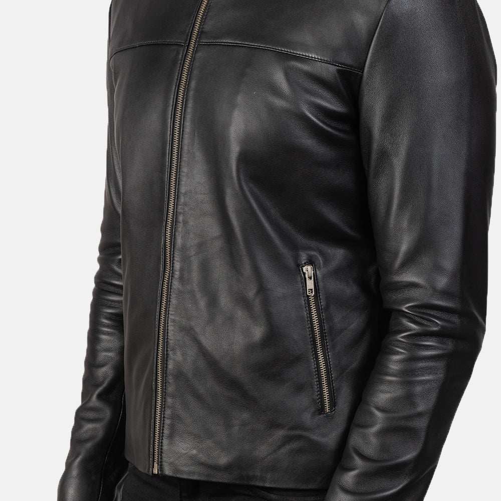 Men's Classic Rugged Biker Leather Jacket