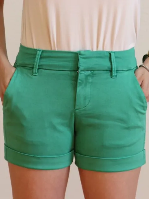 High Rise Cuffed Pocketed Tailored Shorts