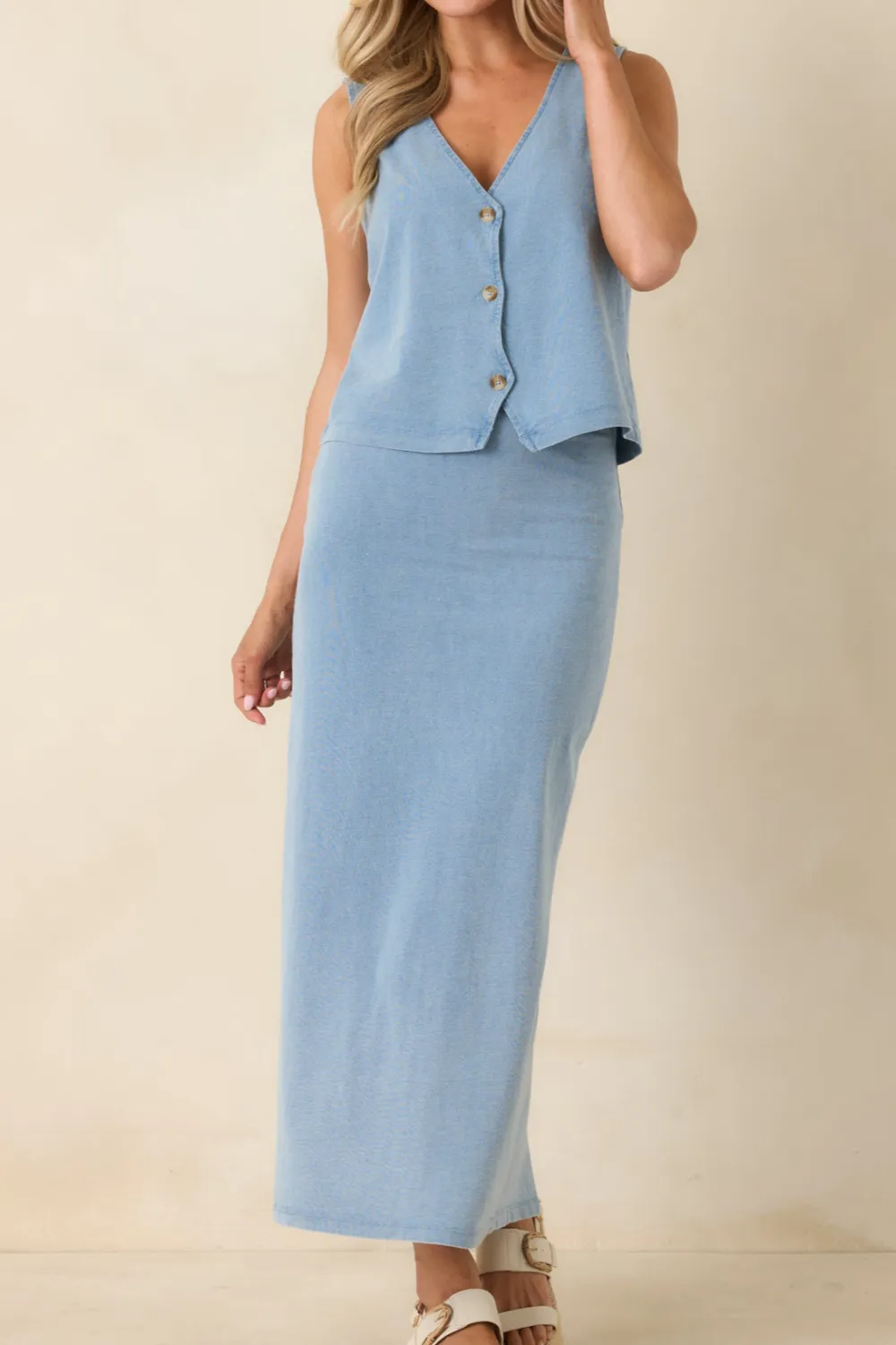 Cotton Jersey Midi Skirt