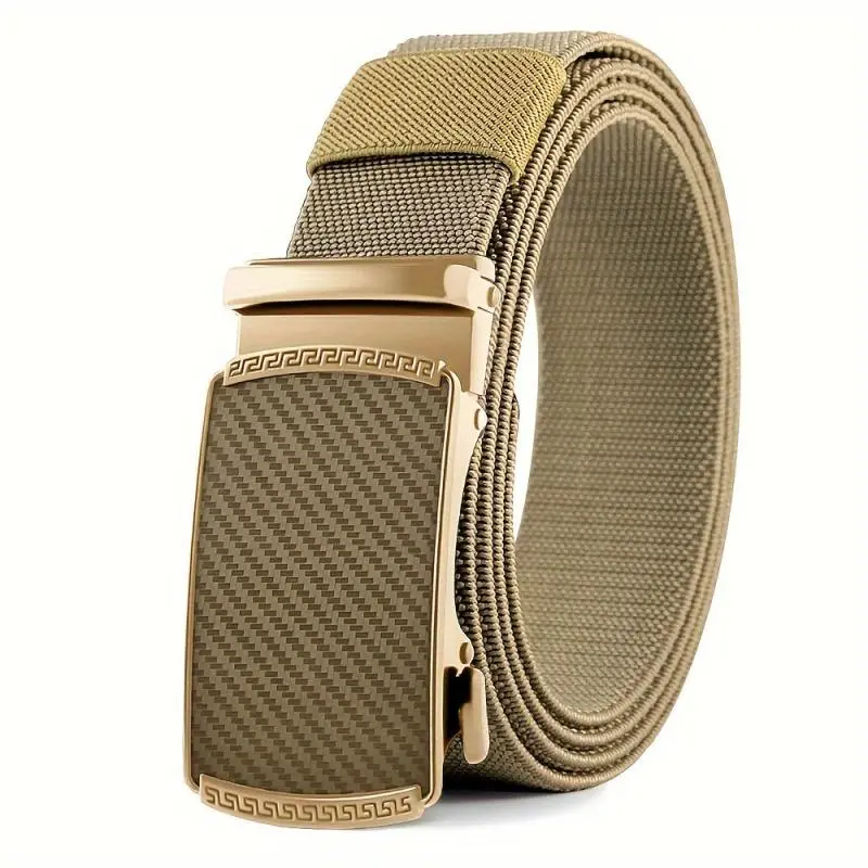 Men's Elastic Woven Belt Casual Ratchet Waistband Alloy Buckle Universal Fit