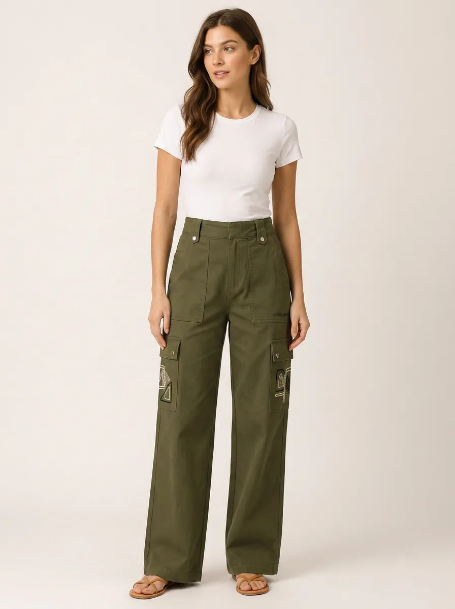 Women's Casual Streetwear Geometric Graphic Printed Cargo Pants Set