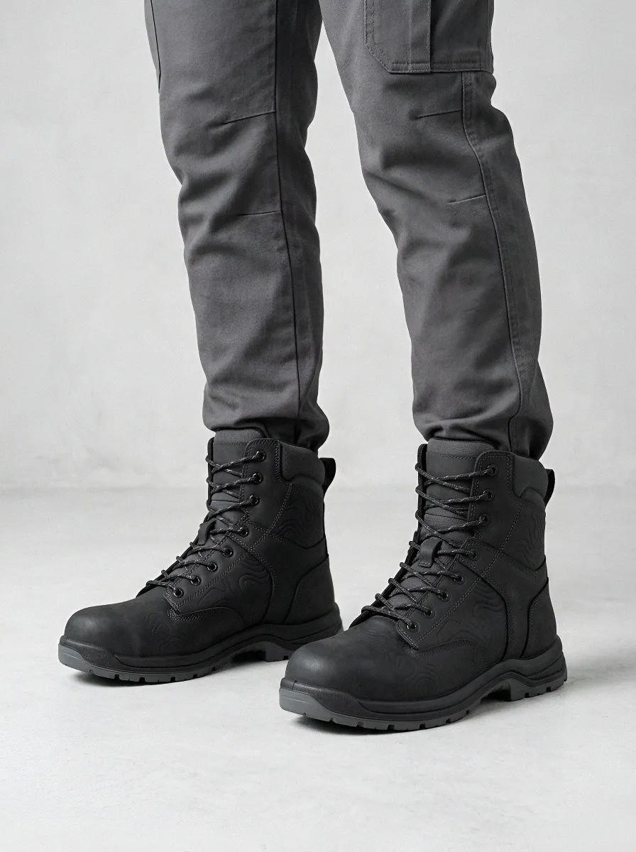 Men's Classic Topographic Pattern Work Boots