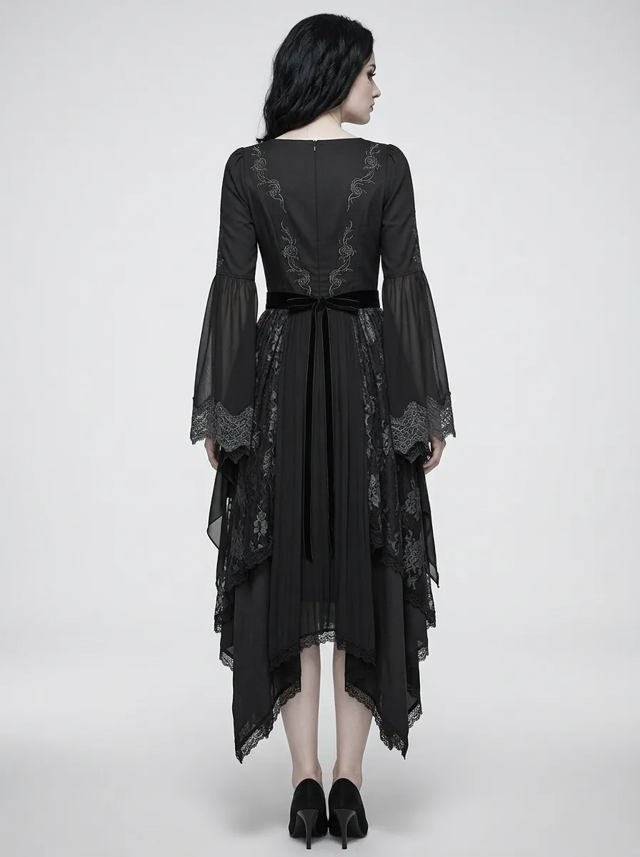 Dark Romantic Floral Victorian Corset Dark Look Women's Gothic Dress