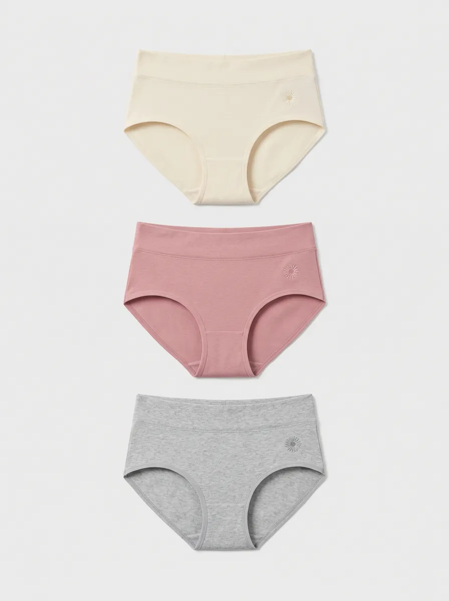Women's Minimalist Sun Embroidery Printed 3-Pack Briefs