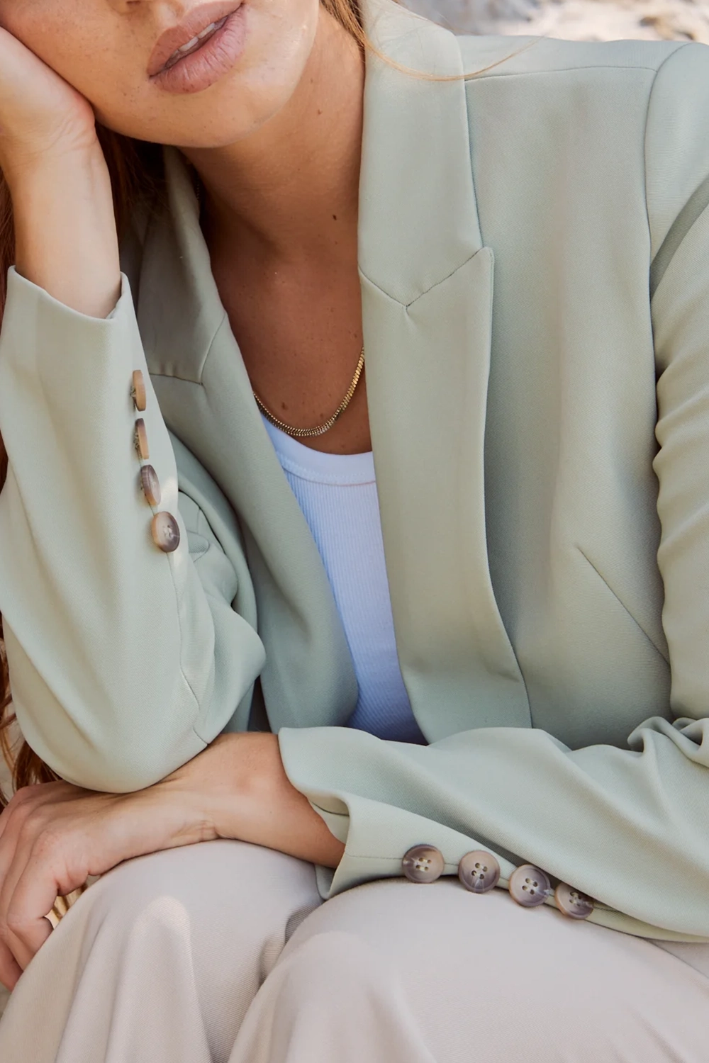 Moss Tencel Semi - Fitted Blazer