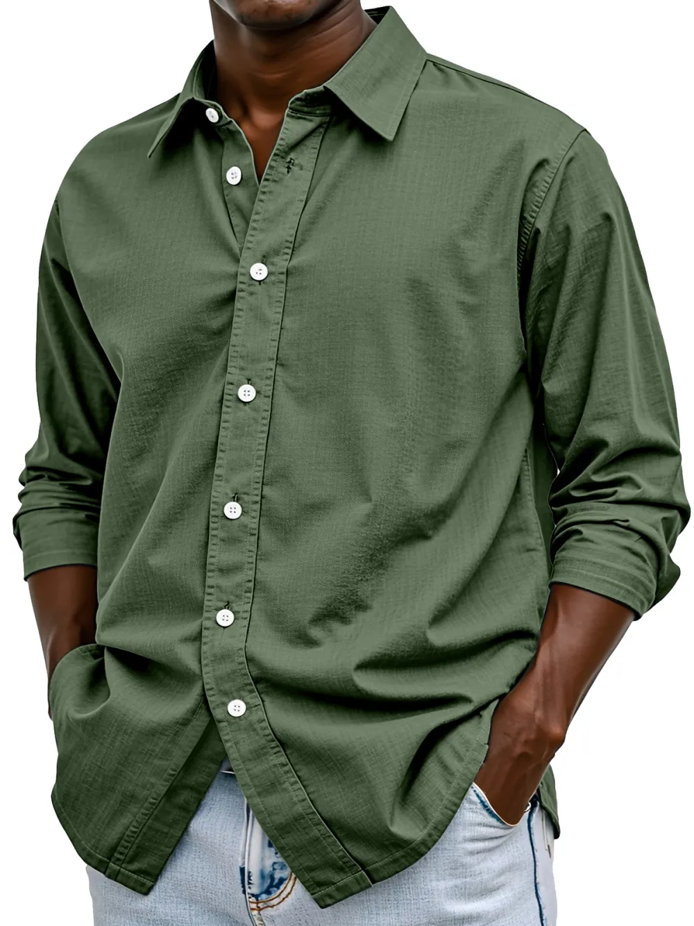 Everyday Long Sleeve Open Collar Shirt