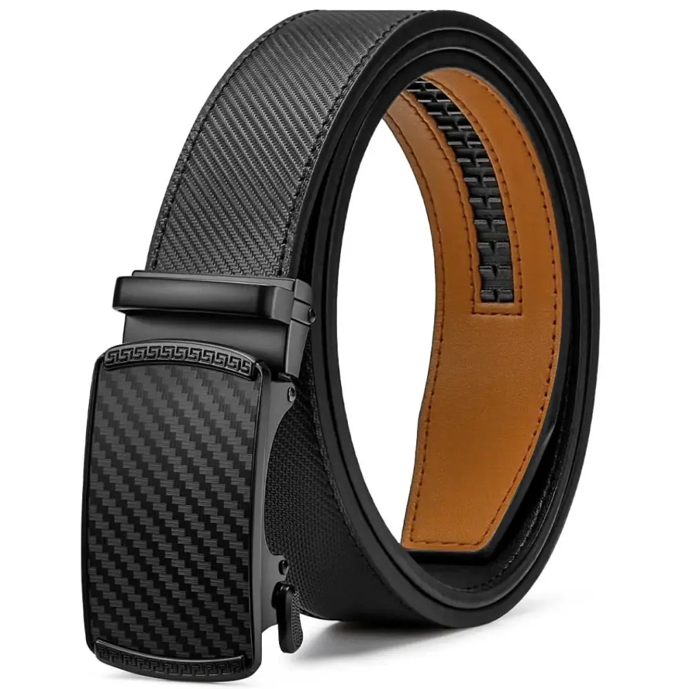 [Can be trimmed] Mens Belt Leather Ratchet