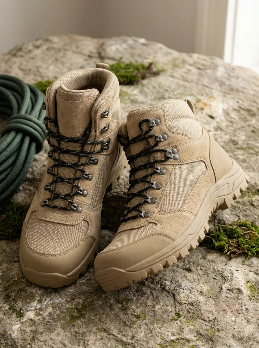Unisex Classic Outdoor Hiking Tactical Tan Printed Boots