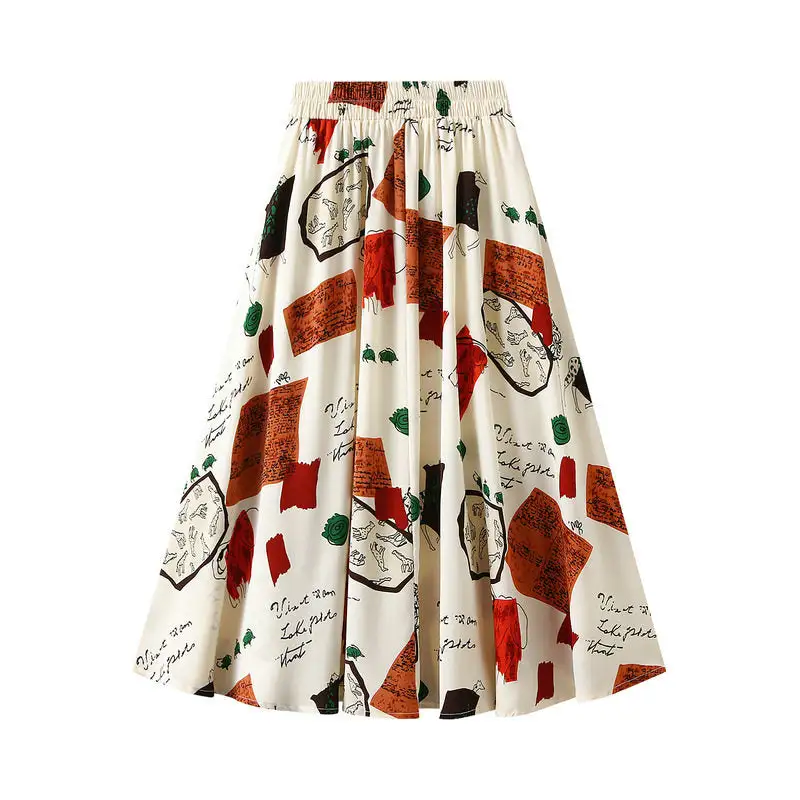 Modern Printed Midi A-Line Skirt