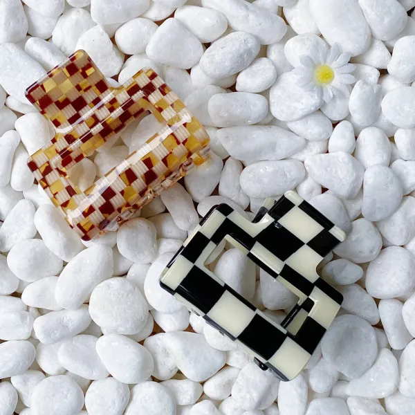 Checkerboard Acrylic Hair Claw