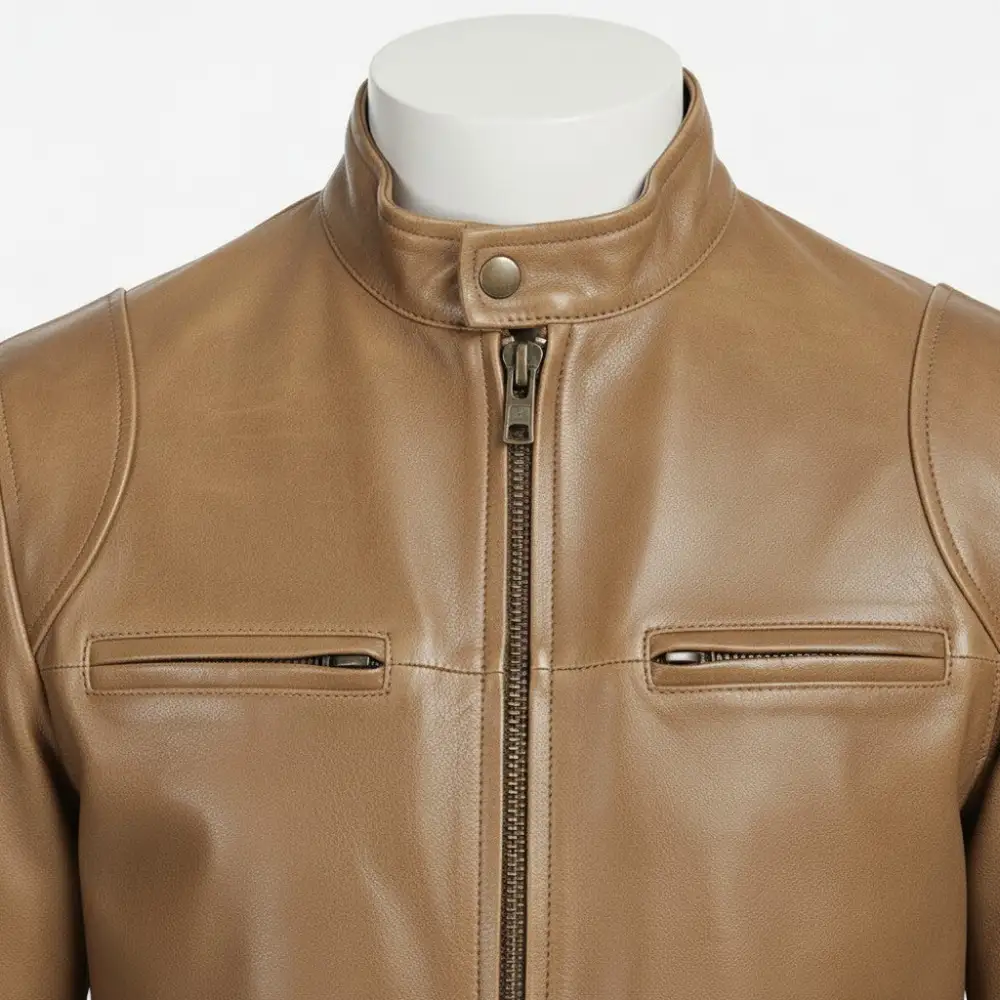 Leather Biker Bomber Multi Pocket Jacket