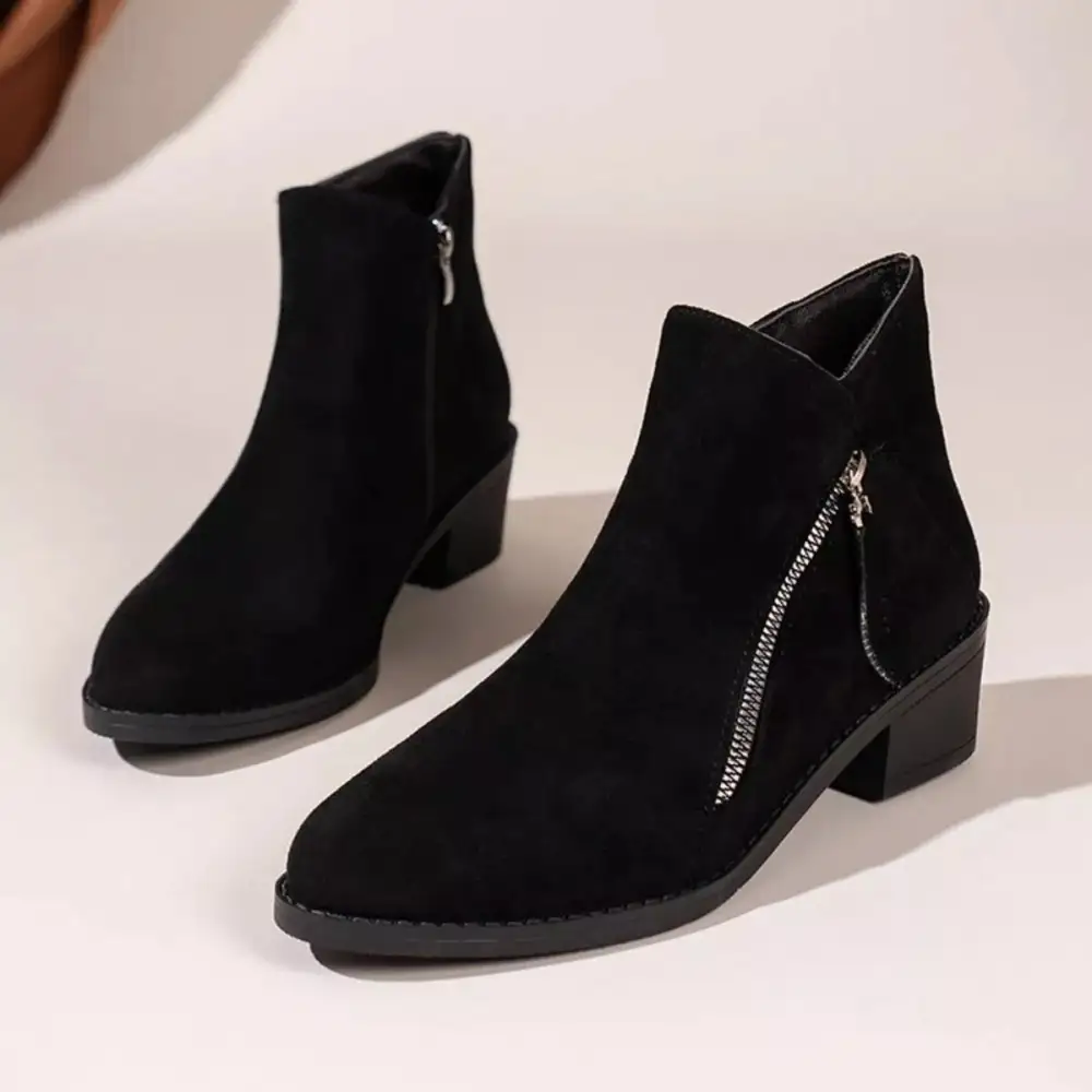 Sleek Pointed Toe Block Heel Boots