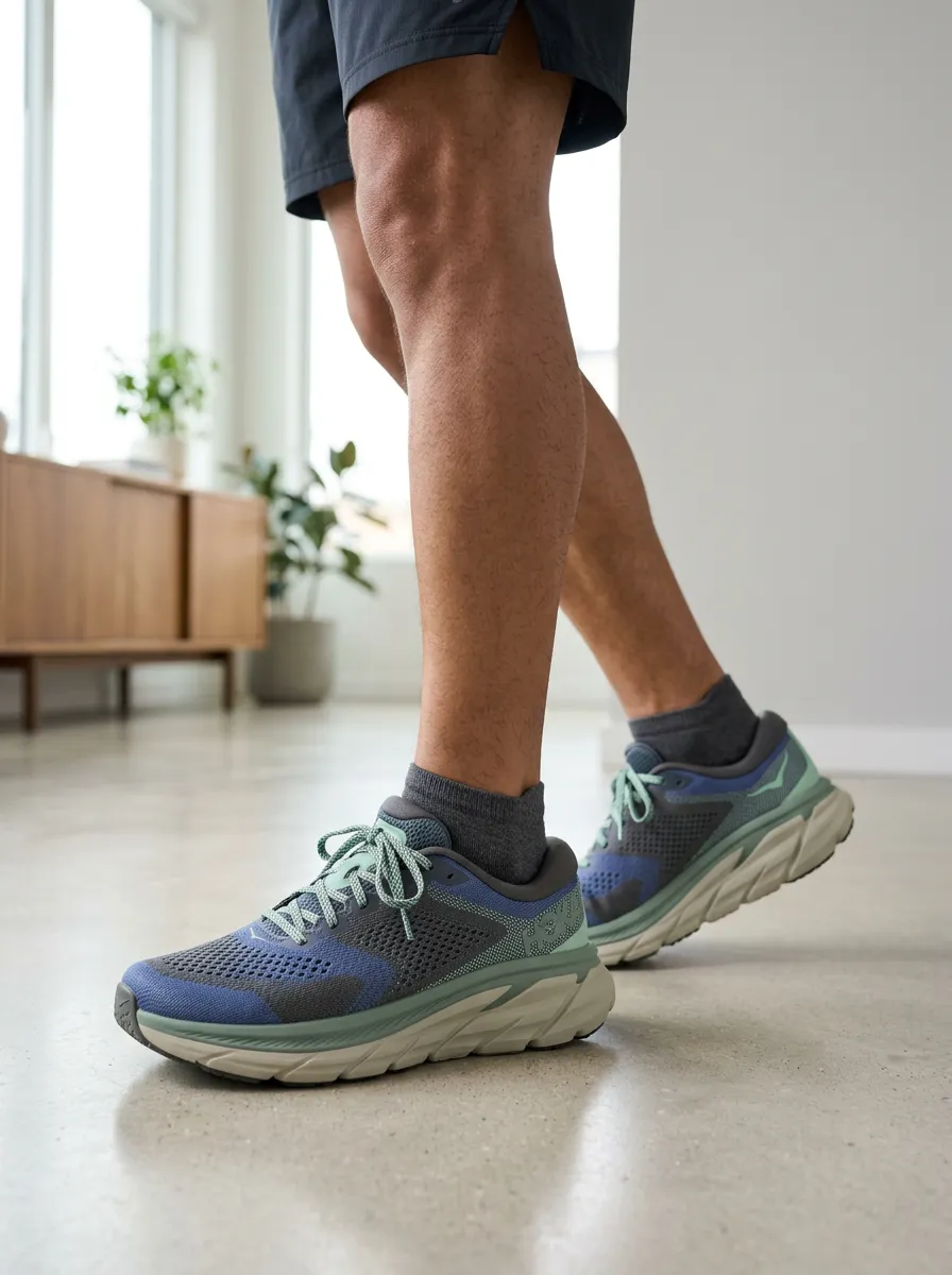 Men's Blue Grey Mesh Athletic Printed Shoes