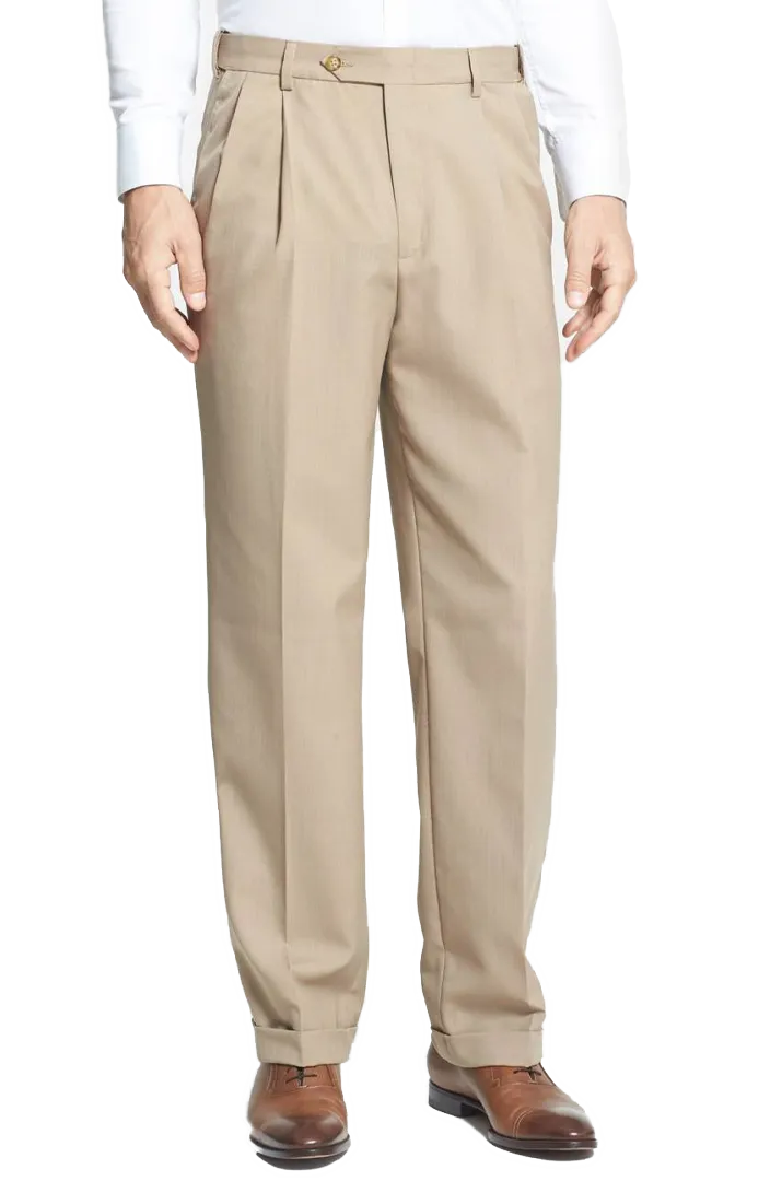 Modern Gabardine Tropical Weave Flannel Flat Front Pleated Front Trousers