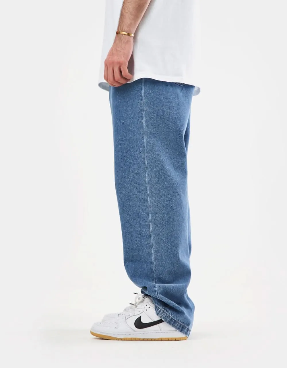 Heavy Stone Washed Loose Tapered Four Pocket Denim Jeans
