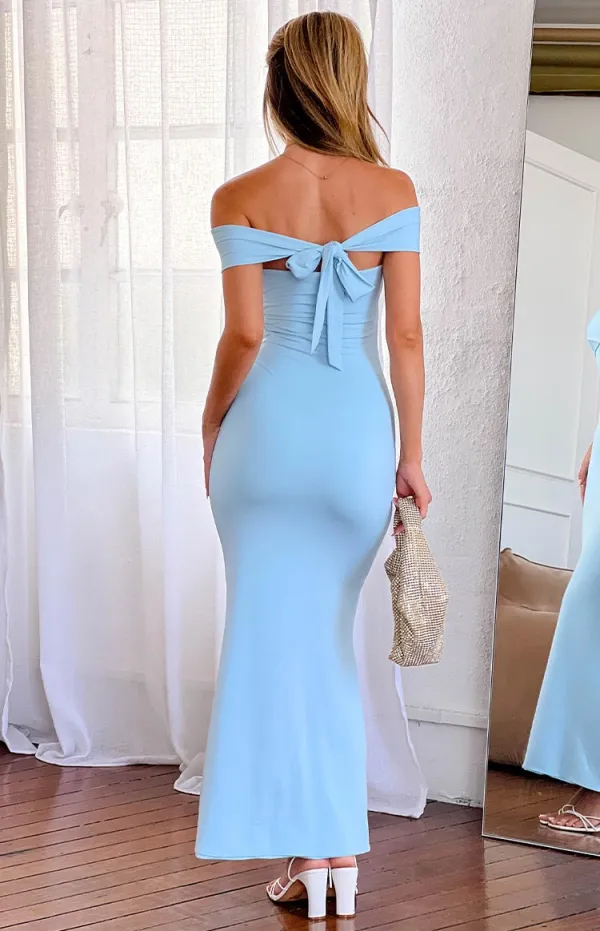 Mesh Off Shoulder Maxi Dress