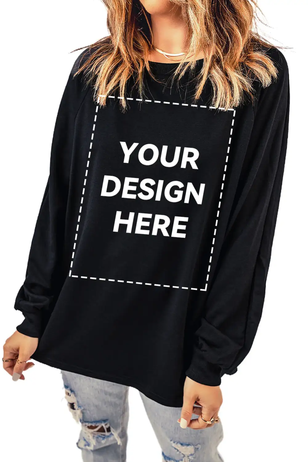 Plain Relaxed Fit Crew Neck Sweatshirt