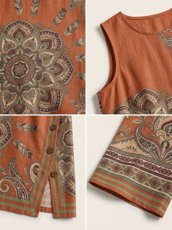 Women's Boho Mandala Paisley Printed Sleeveless Set