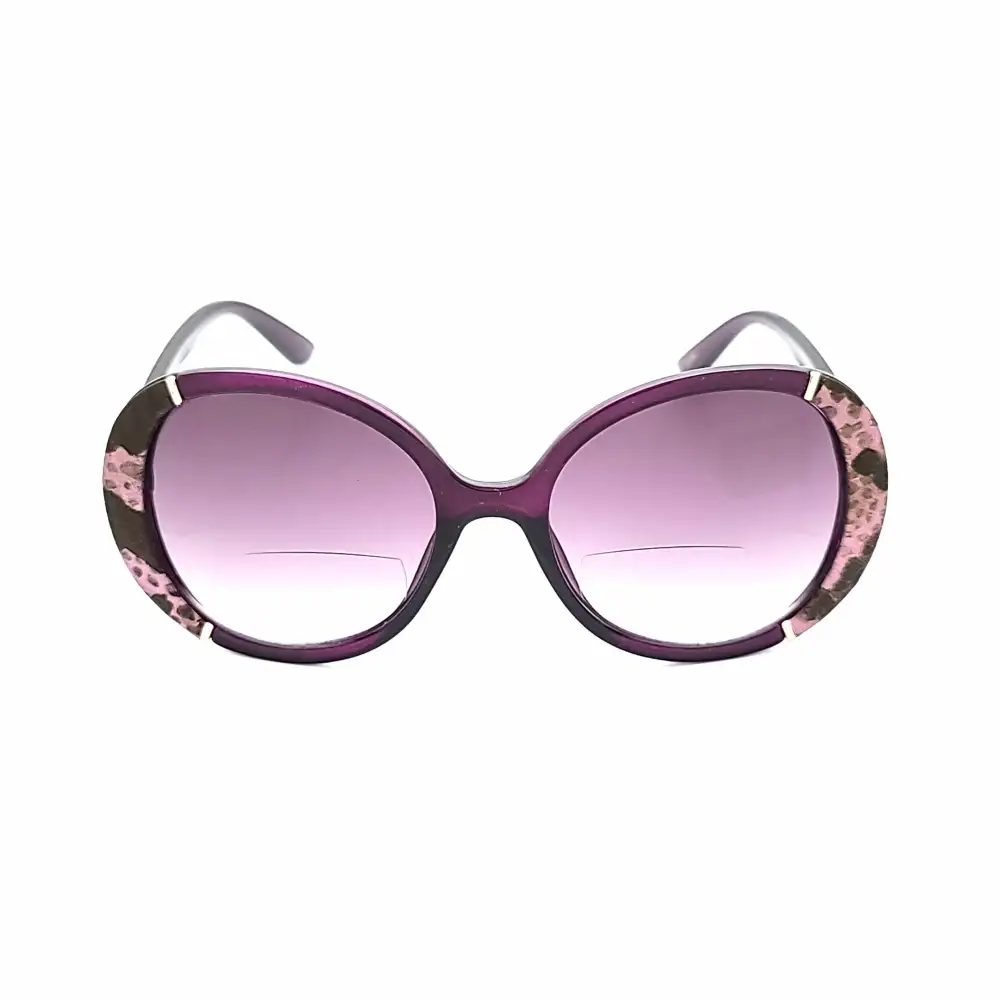 Women's Large Snake Print Round Bifocal Reading Sunglasses