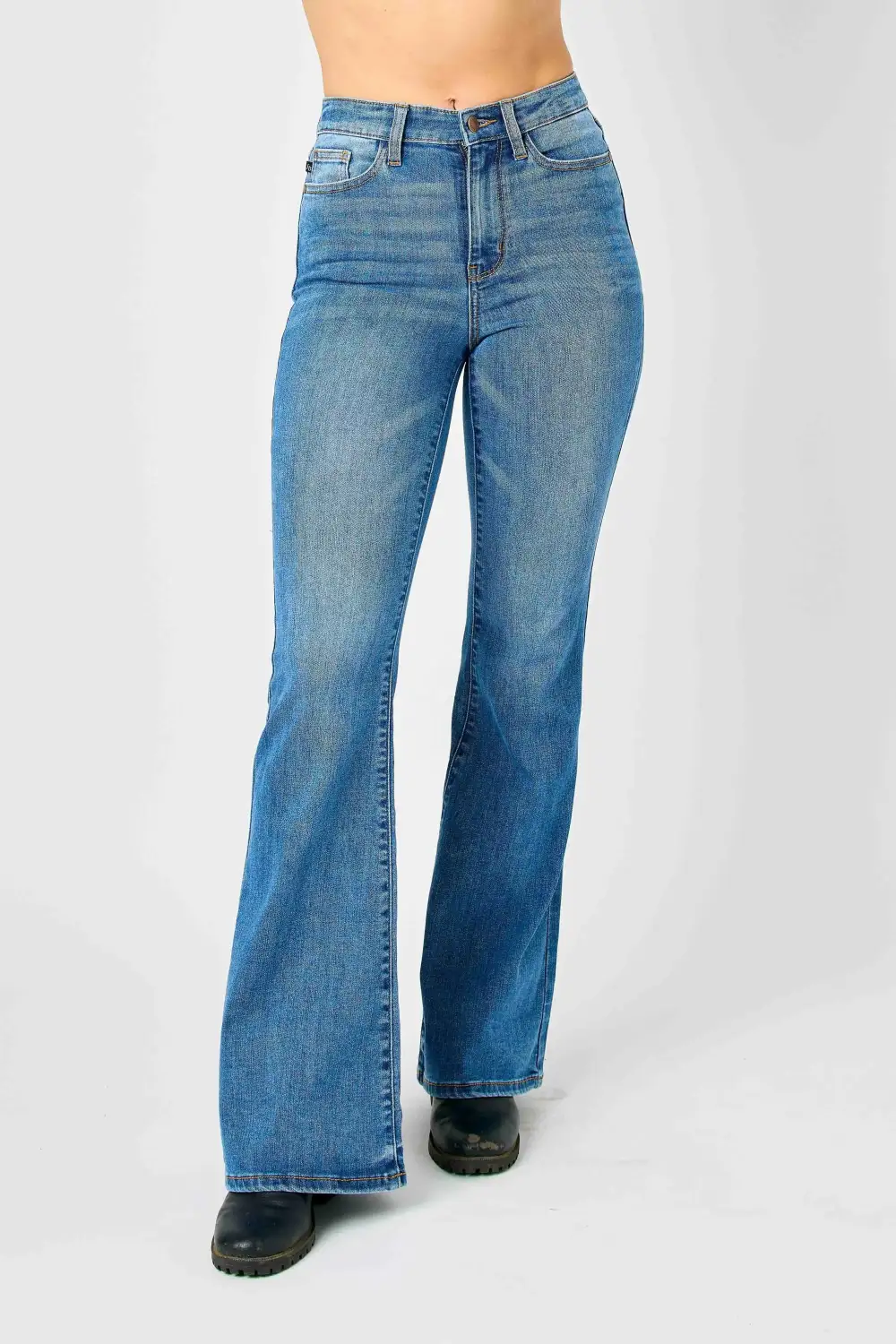 Contoured Flare Leg Denim Jeans