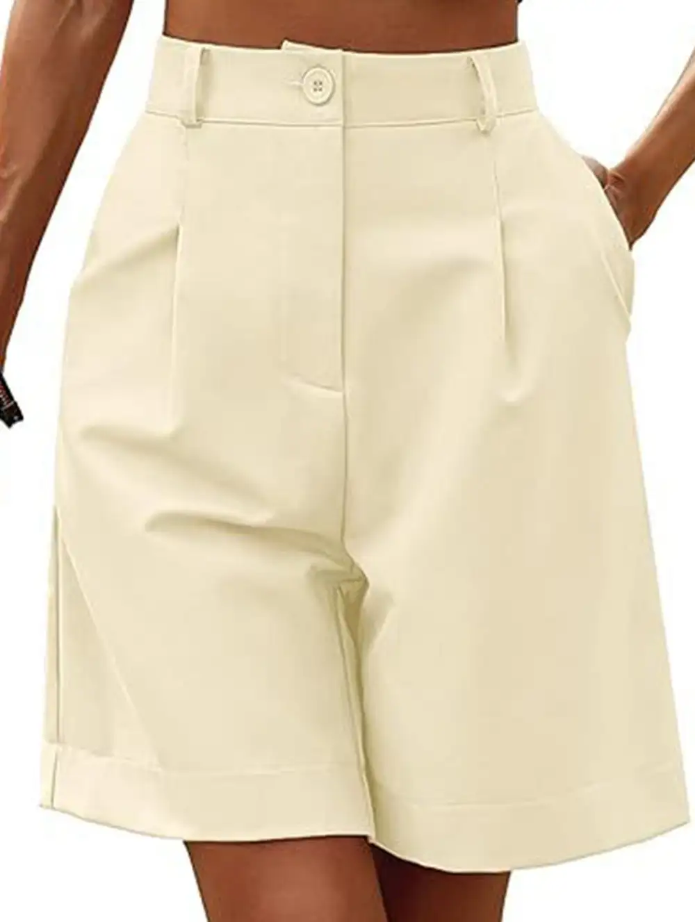 High-Waist Wide-Leg Suit Shorts