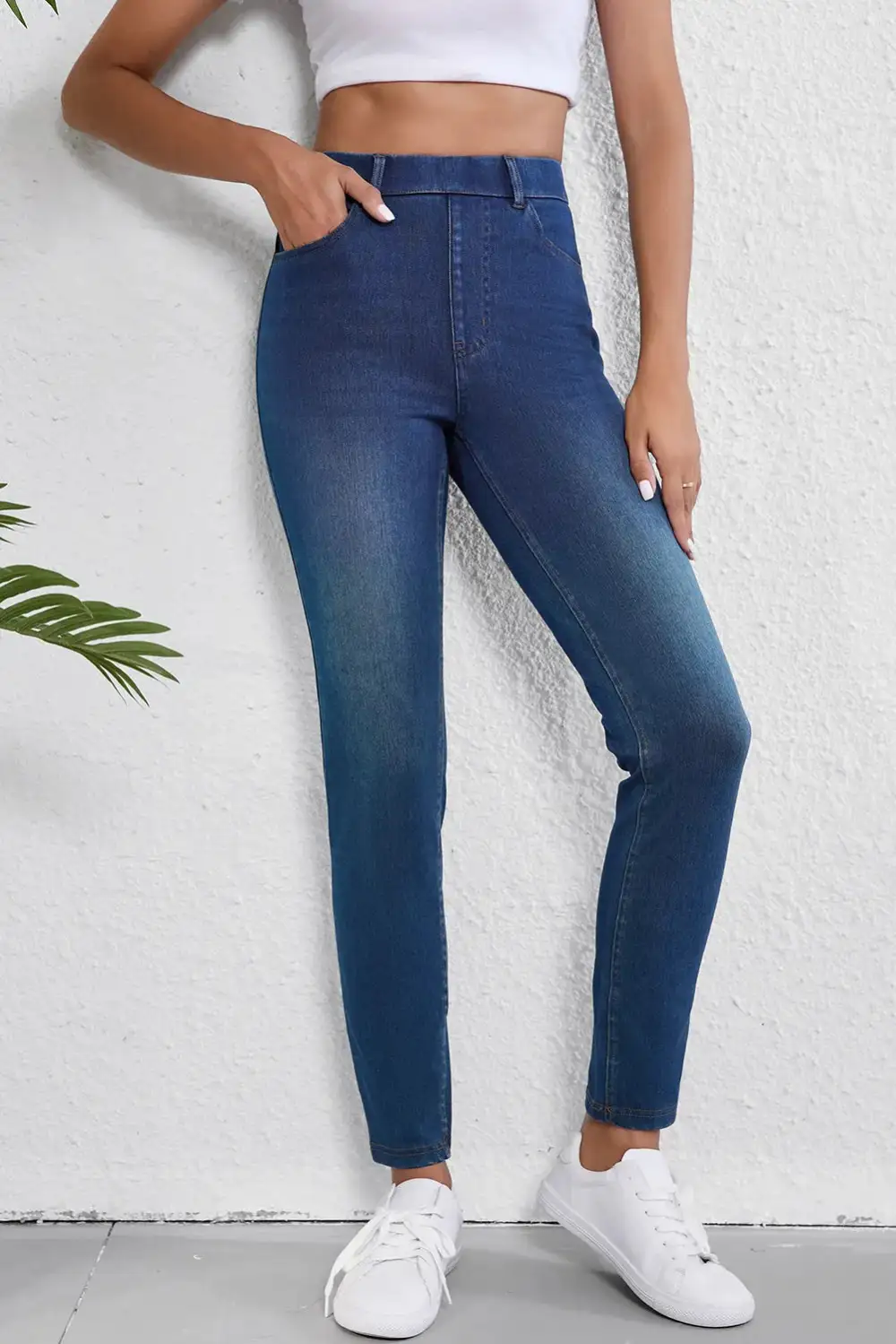 High Waist Skinny Pocketed Denim Jeans