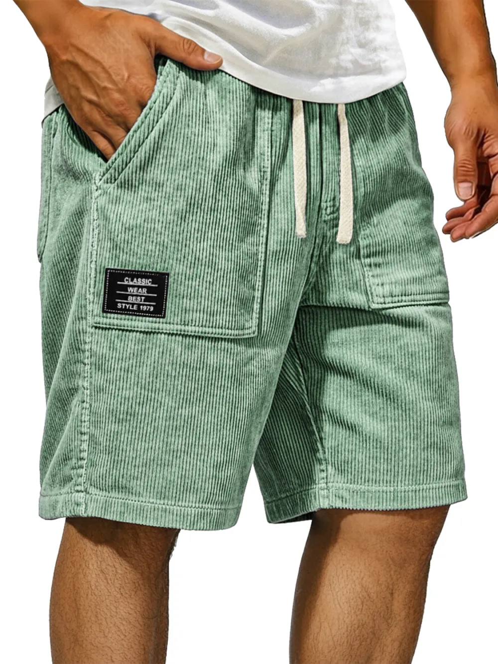 Corduroy Pocket Seamed Shorts