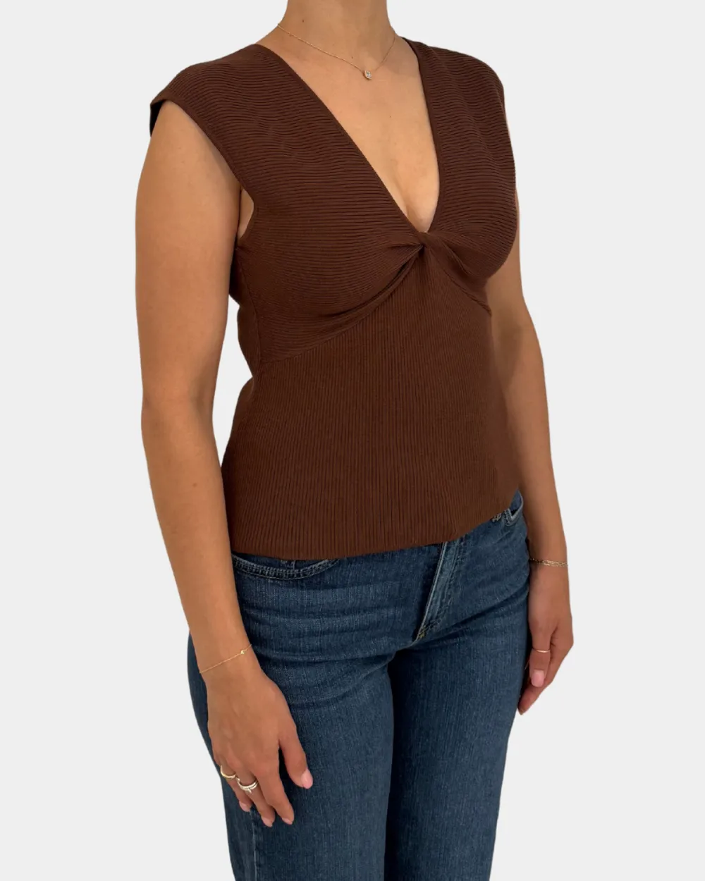 V-Neck Ribbed Top