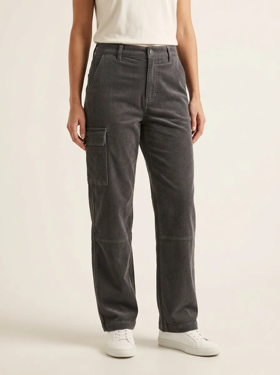 Women's Streetwear-Inspired Cargo Corduroy Pants