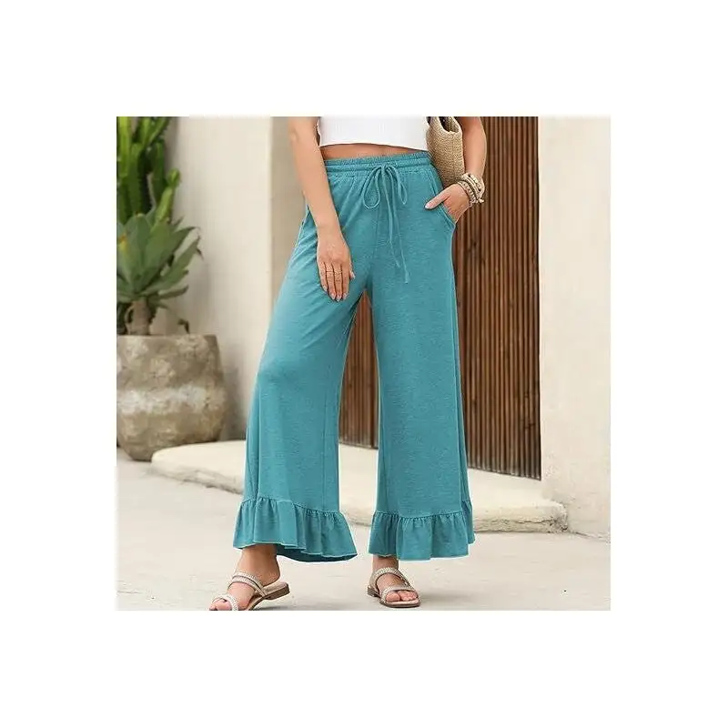 Women's Flared Cropped Loose Fit Pants