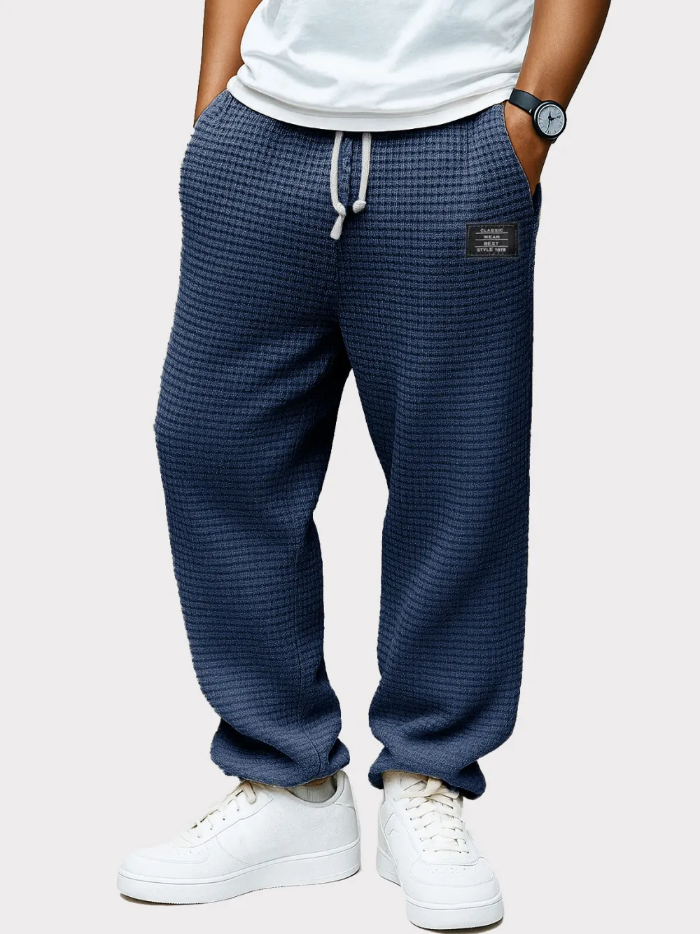 Clean Cut Textured Knit Drawstring Trousers