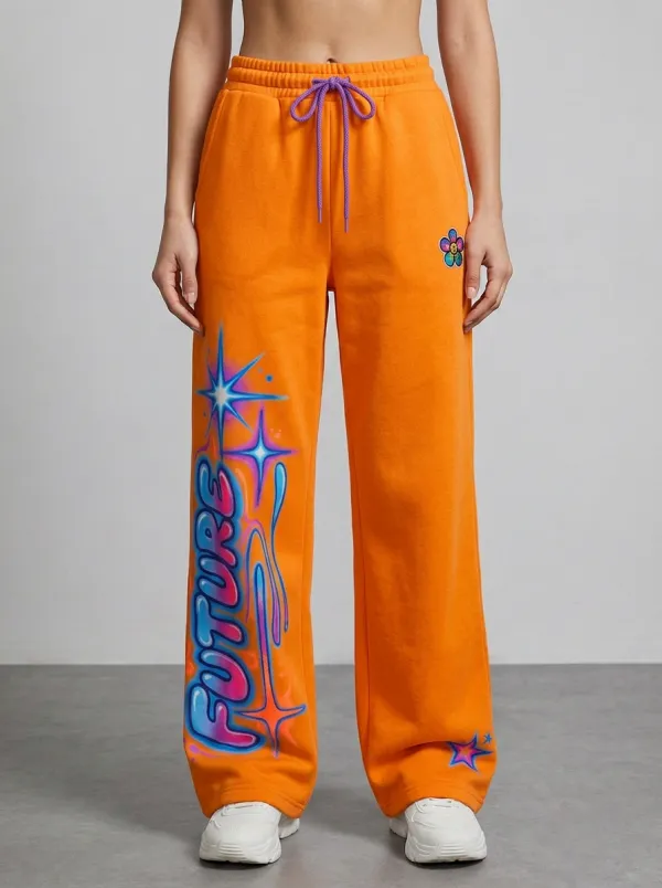 Unisex Urban Streetwear Graffiti Floral Star Sweatpants