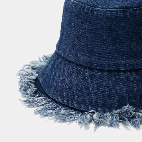 Vintage Washed Denim Raw Edge Bucket Hat