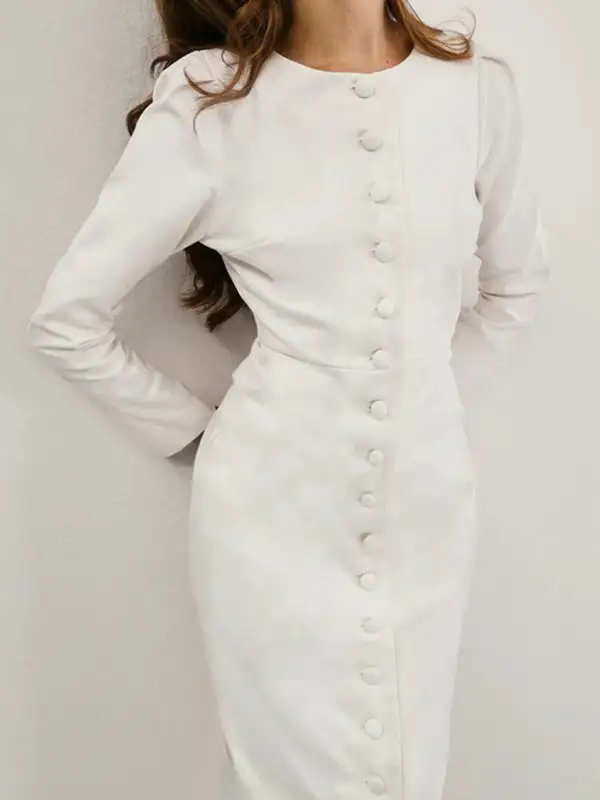 Layered Detail Long Sleeve Dress