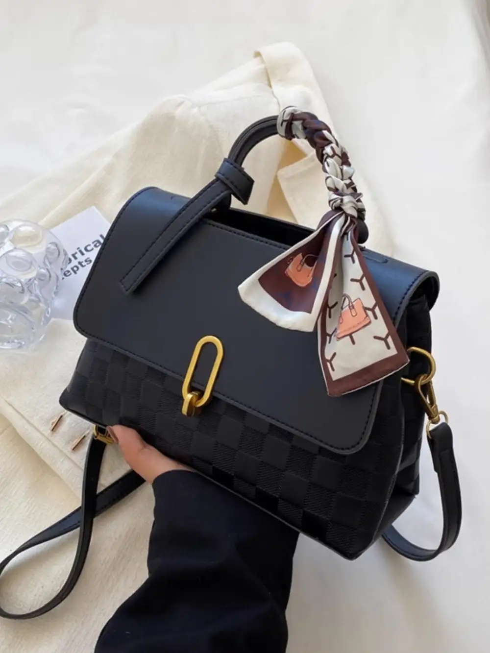 Checkered Flap Crossbody Bag