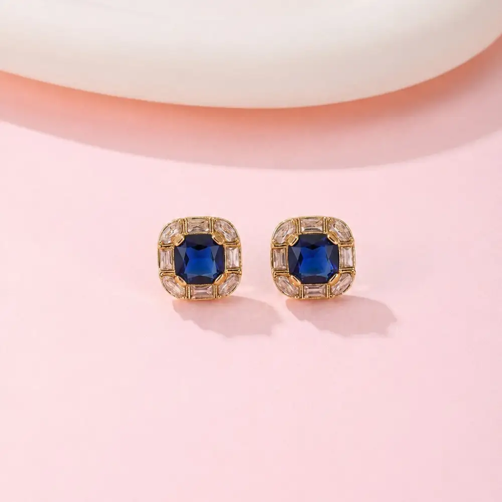 Cushion Cut Jewel Stud arrings