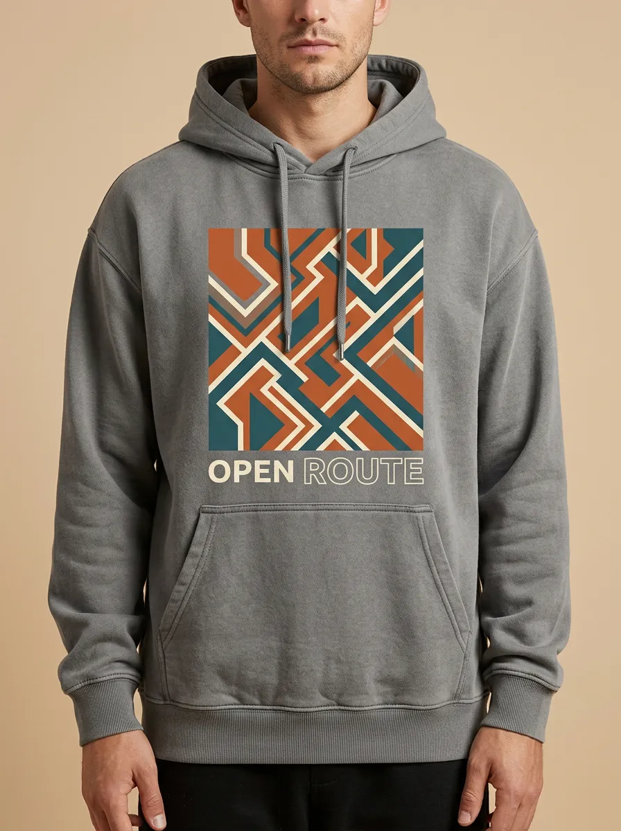 Unisex Open Route Graphic Pattern Hoodie