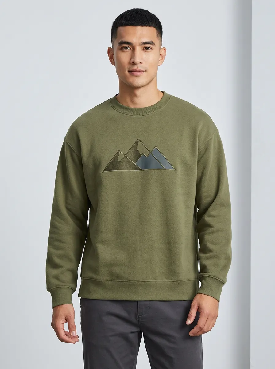 Men's Olive Green Outdoor Mountain Fleece Sweatshirt